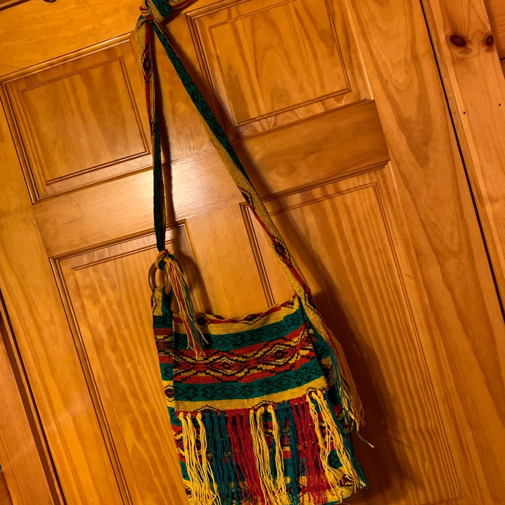 red green & yellow shoulder bag